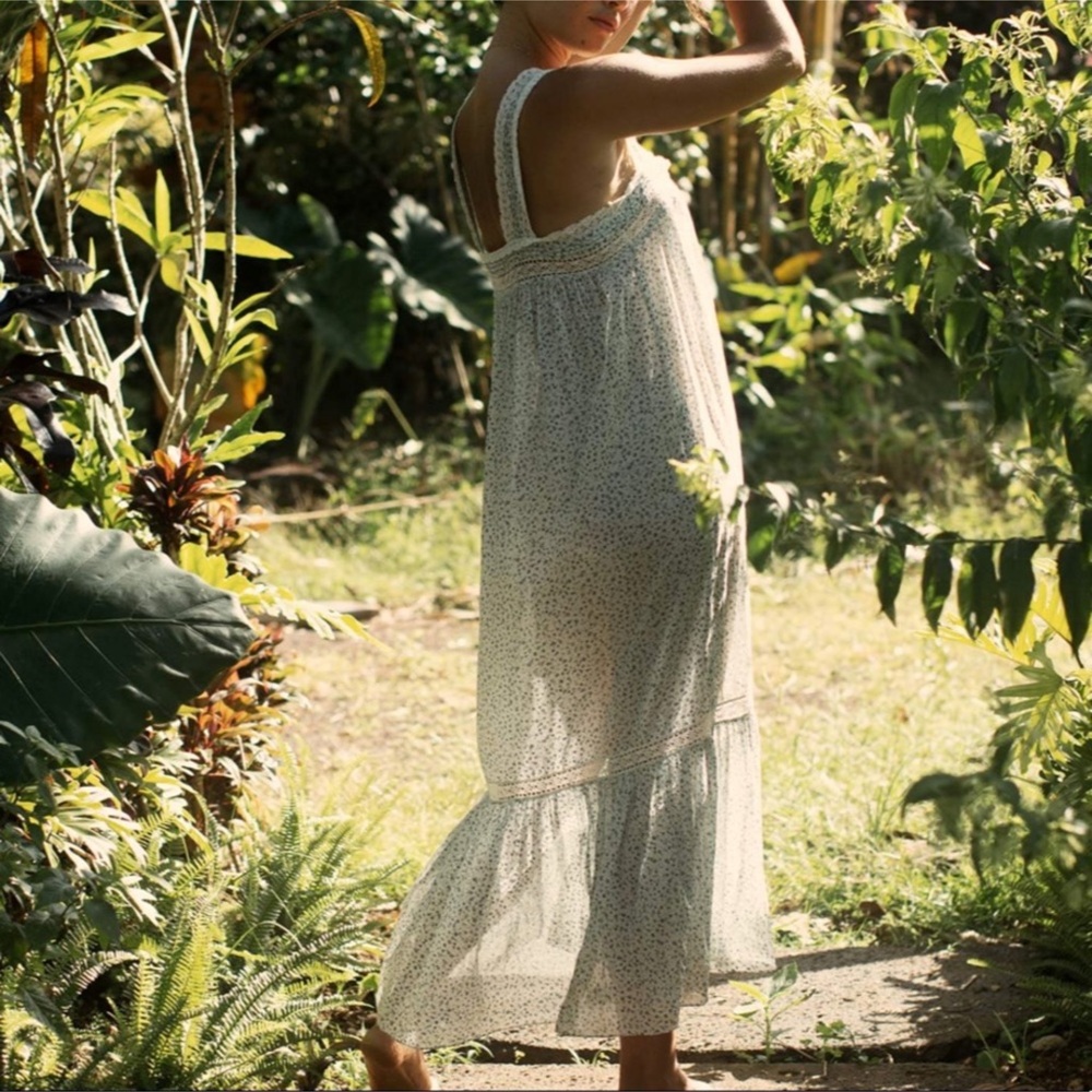 DOEN Seville nightgown dress mini blue Sz XL - Picture 4 of 8
